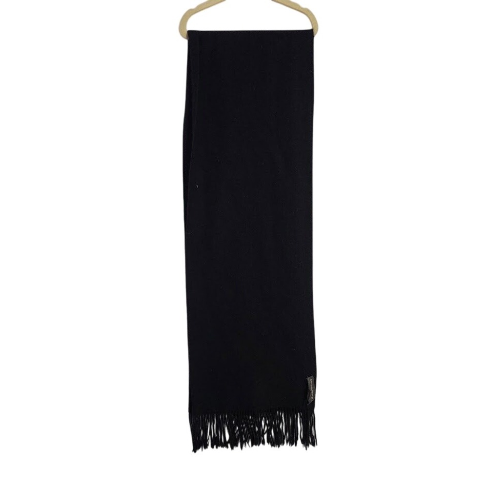 BANANA REPUBLIC Silk Cashmere Blend Scarf Black Fringe Wrap Winter Luxury